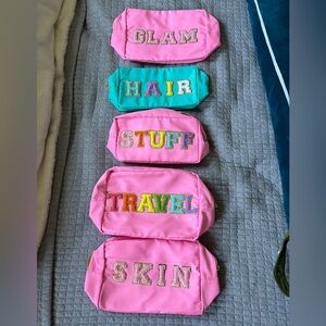 Brand new never used assorted travel pouches $12 each or $50 for all